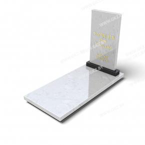 Прямоугольный памятник из белого камня с прожилками и черного гранита с закрытой плитой, модель ОК-21